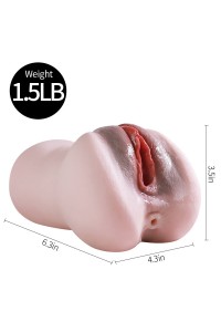 Realistic Male Masturbator Toy, Real Female Vagina Pocket Pussy with Skin Texture Elastic Soft Portable Flesh with 3D Vagina Anal, Firm Dual Channel Sex Strooper for Male Sex Pleasure, Adult Sex Toy